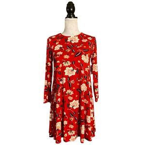 Floral Mini Dress Women’s Size Small Petite Long Sleeve Summer Spring Hobo
